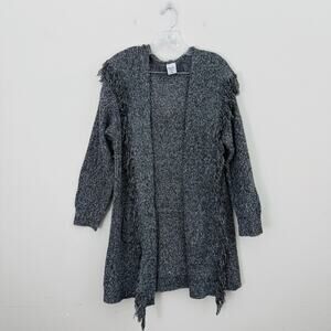 Cozy Co Gray Knit Long Sleeve Open Cardigan With Fringe Women’s Size S/M